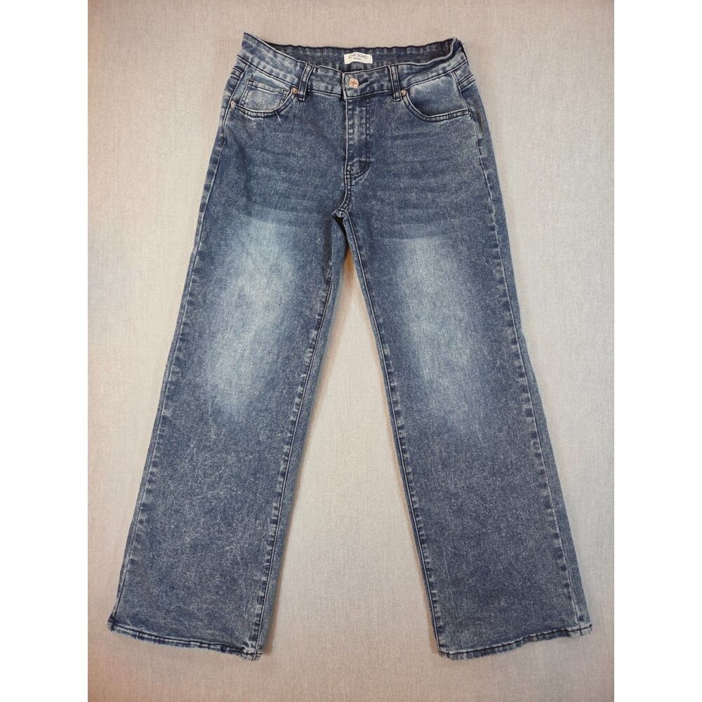 Love Soho Denim Acid Wash Wide Leg Jeans Juniors Size 9 Blue Y2K